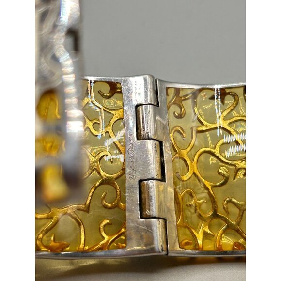 Angelique De Paris Designer Wide Bracelet Hinged Bangle Sterling Silver 925 - Picture 8 of 11